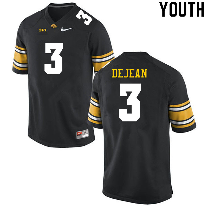 Youth #3 Cooper DeJean Iowa Hawkeyes College Football Jerseys Sale-Black - Click Image to Close
